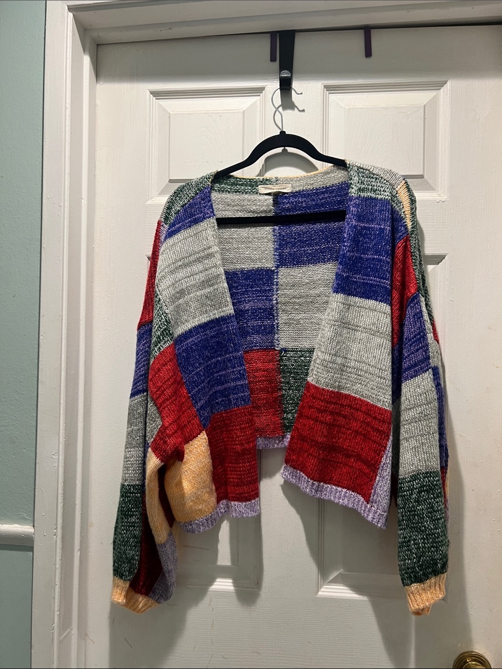 Gilded Intent Multicolor Patchwork Open-Front Cardigan